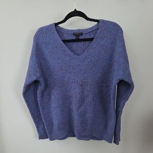 Banana Republic Heathered Blue V-Neck Sweater